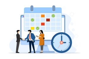 Schedule time management- deadline concept- planner- planning and organization- flat vector illustration banner for website-min
